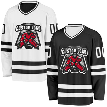 Custom Black-White Reversible Double Side Hockey Jersey