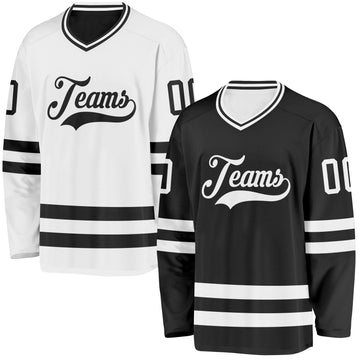 Custom Black-White Reversible Double Side Hockey Jersey