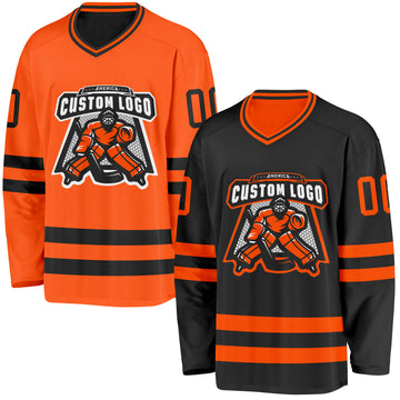 Custom Black-Orange Reversible Double Side Hockey Jersey