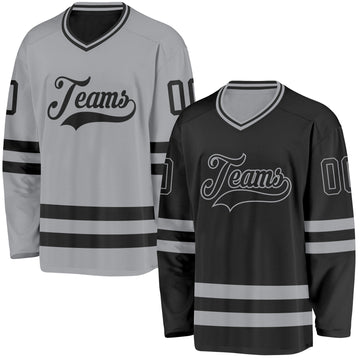 Custom Black-Gray Reversible Double Side Hockey Jersey
