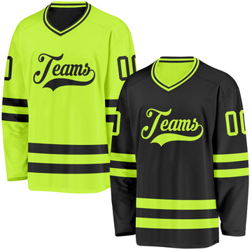 Custom Black-Neon Green Reversible Double Side Hockey Jersey
