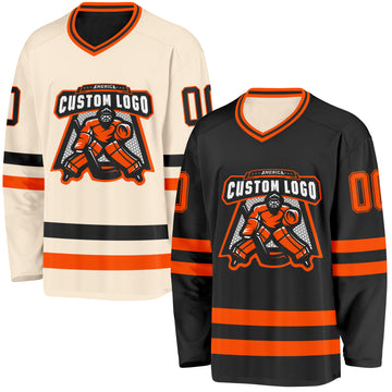 Custom Black Cream Reversible Double Side Hockey Jersey