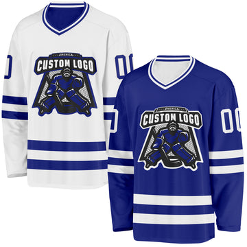 Custom Royal-White Reversible Double Side Hockey Jersey