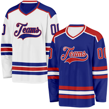Custom Royal Red-White Reversible Double Side Hockey Jersey