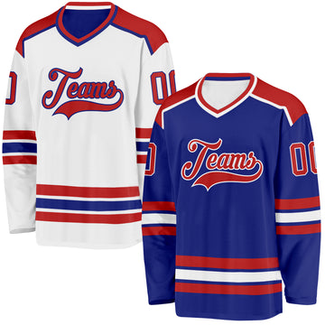 Custom Royal Red-White Reversible Double Side Hockey Jersey