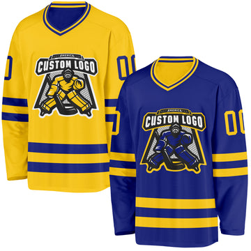 Custom Royal-Yellow Reversible Double Side Hockey Jersey
