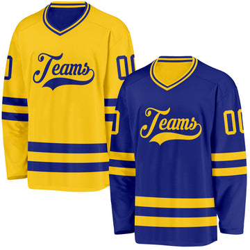 Custom Royal-Yellow Reversible Double Side Hockey Jersey