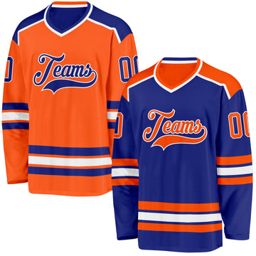 Custom Royal Orange-White Reversible Double Side Hockey Jersey