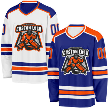 Custom Royal Orange-White Reversible Double Side Hockey Jersey