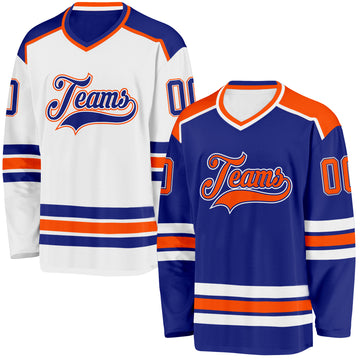 Custom Royal Orange-White Reversible Double Side Hockey Jersey