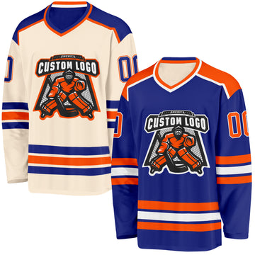 Custom Royal Cream Reversible Double Side Hockey Jersey