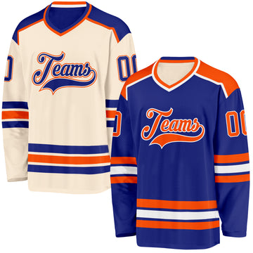 Custom Royal Cream Reversible Double Side Hockey Jersey
