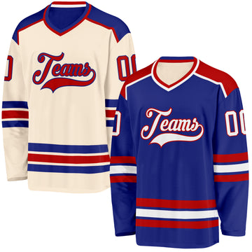 Custom Royal Cream Reversible Double Side Hockey Jersey