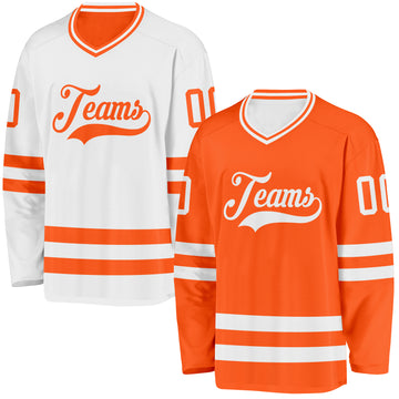 Custom Orange-White Reversible Double Side Hockey Jersey