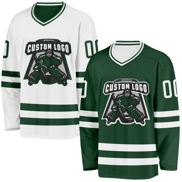 Custom Green-White Reversible Double Side Hockey Jersey