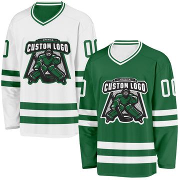 Custom Kelly Green-White Reversible Double Side Hockey Jersey