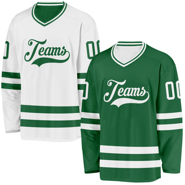 Custom Kelly Green-White Reversible Double Side Hockey Jersey
