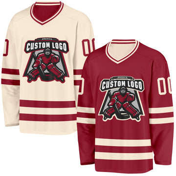 Custom Maroon-Cream Reversible Double Side Hockey Jersey