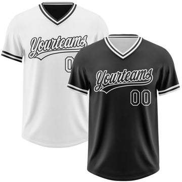 Custom Black-White Reversible Pullover Baseball Jersey Shirt
