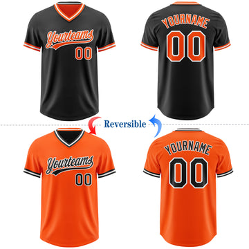 Custom Black Orange-White Reversible Pullover Baseball Jersey Shirt