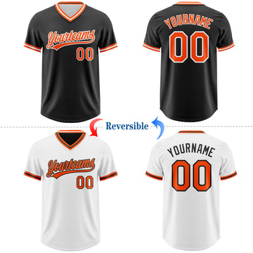 Custom Black Orange-White Reversible Pullover Baseball Jersey Shirt