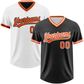Custom Black Orange-White Reversible Pullover Baseball Jersey Shirt
