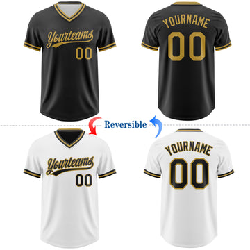 Custom Black-Old Gold Reversible Pullover Baseball Jersey Shirt