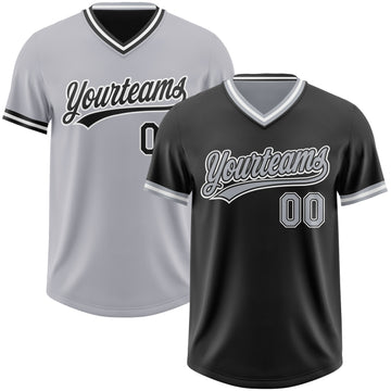 Custom Black Gray-White Reversible Pullover Baseball Jersey Shirt