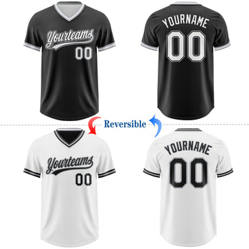 Custom Black White-Gray Reversible Pullover Baseball Jersey Shirt
