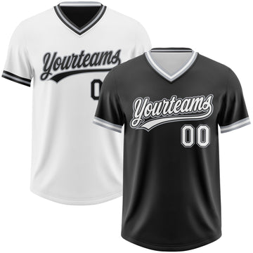 Custom Black White-Gray Reversible Pullover Baseball Jersey Shirt