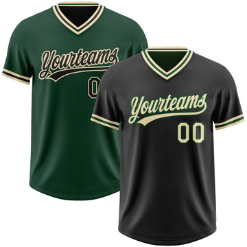 Custom Black Cream-Green Reversible Pullover Baseball Jersey Shirt