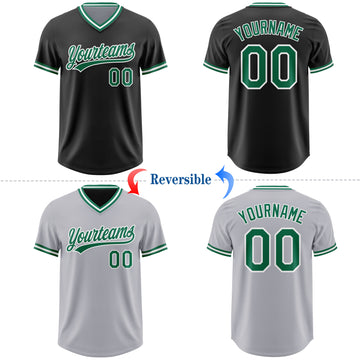 Custom Black Gray Reversible Pullover Baseball Jersey Shirt