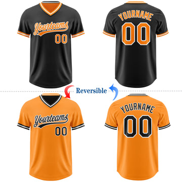 Custom Black Bay Orange-White Reversible Pullover Baseball Jersey Shirt