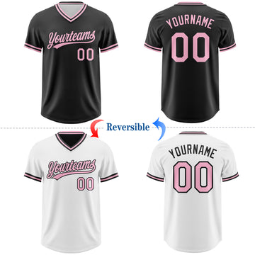 Custom Black-Light Pink Reversible Pullover Baseball Jersey Shirt