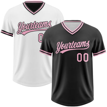Custom Black-Light Pink Reversible Pullover Baseball Jersey Shirt