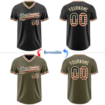 Custom Black Olive Reversible Pullover Baseball Jersey Shirt