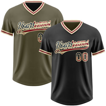 Custom Black Olive Reversible Pullover Baseball Jersey Shirt