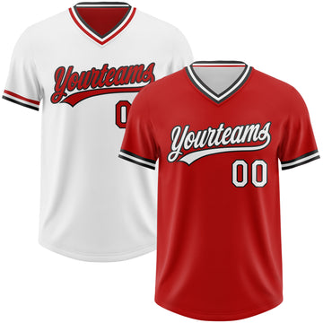 Custom Red White-Black Reversible Pullover Baseball Jersey Shirt