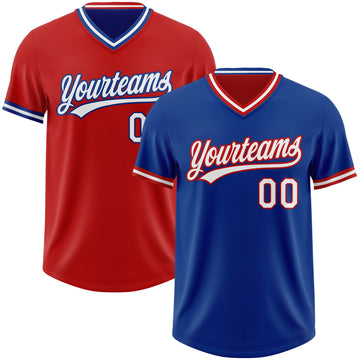 Custom Royal White-Red Reversible Pullover Baseball Jersey Shirt