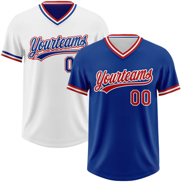 Custom Royal Red-White Reversible Pullover Baseball Jersey Shirt