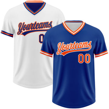 Custom Royal Orange-White Reversible Pullover Baseball Jersey Shirt