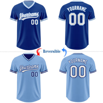 Custom Royal White-Light Blue Reversible Pullover Baseball Jersey Shirt