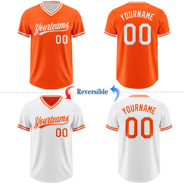 Custom Orange-White Reversible Pullover Baseball Jersey Shirt