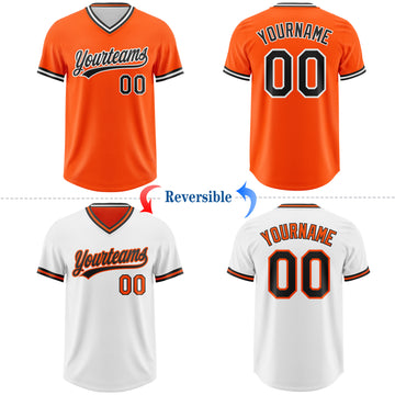 Custom Orange Black-White Reversible Pullover Baseball Jersey Shirt