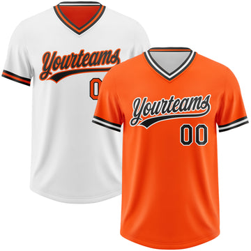 Custom Orange Black-White Reversible Pullover Baseball Jersey Shirt