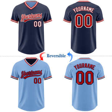 Custom Navy Light Blue Reversible Pullover Baseball Jersey Shirt