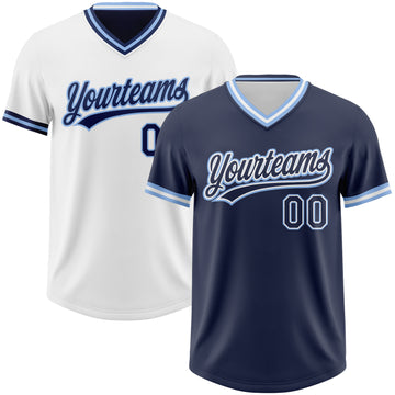 Custom Navy White-Light Blue Reversible Pullover Baseball Jersey Shirt