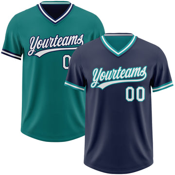 Custom Navy White-Teal Reversible Pullover Baseball Jersey Shirt