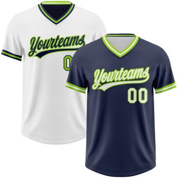 Custom Navy White-Neon Green Reversible Pullover Baseball Jersey Shirt