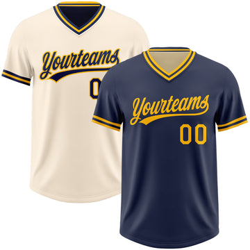 Custom Navy Cream Reversible Pullover Baseball Jersey Shirt